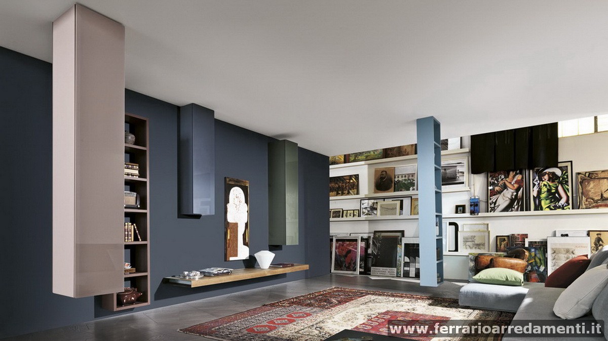 Libreria sospesa a soffitto Lago 30mm WEIGHTLESS in laccato opaco Offerta  Outlet